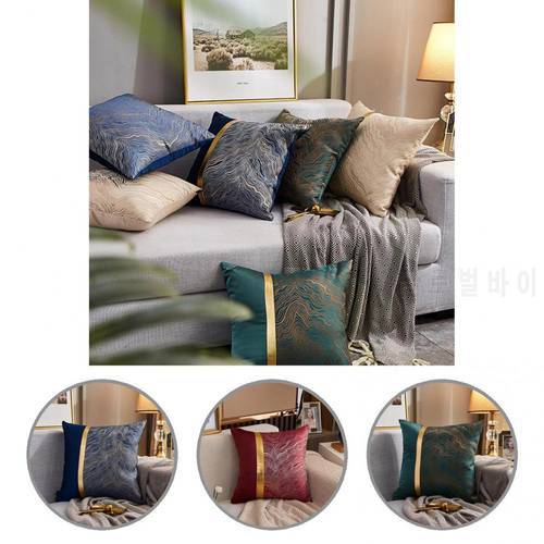 Exquisite Throw Pillow Case 5 Colors Cushion Cover Long-lasting Easy to Clean Gold Leather Stitching Cushion Cover