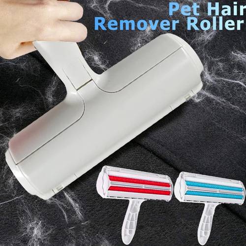 2-Way Pet Hair Remover Roller Removing Dog Cat Hair From Furniture Self-cleaning Lint Pet Hair Remover One Hand Operate