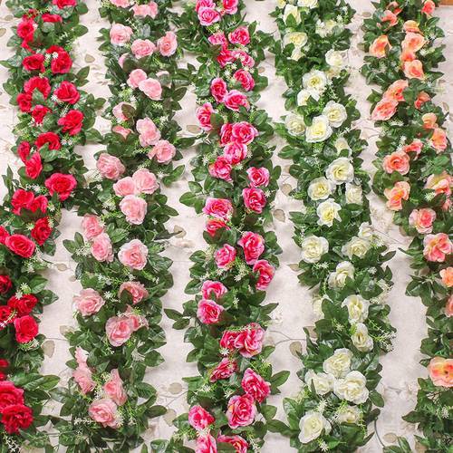 Zerolife Artificial Flower Decor Rose Silk Flower Garland For Wedding Decoration Simulation Dried Vines Home Garden Decorations
