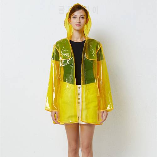 Fashion lovers transparent wrapped raincoat fashion poncho long short drifting outdoor performance Japan Korea