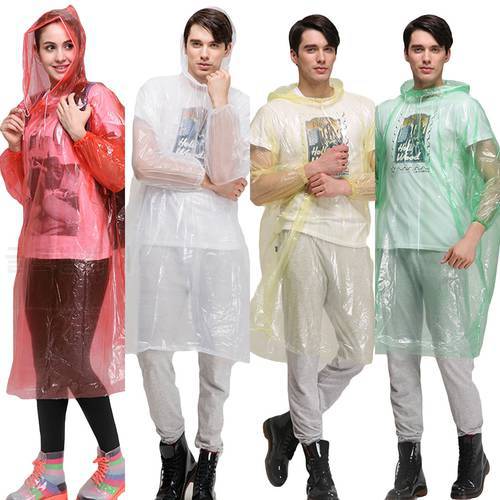 Disposable Raincoat Women Rainwear Men Poncho Impermeable Poncho EVA Rain Coat Plastic Fashion Rain cover Hooded Capa de Chuva