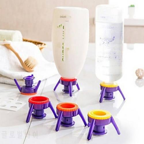 6Pcs Drink Bottles Stand Cap Easy Pour Out Thick Liquid Bottle Emptying Kit Shampoo Bracket Leakproof Cover Flip-it Inverted Cap