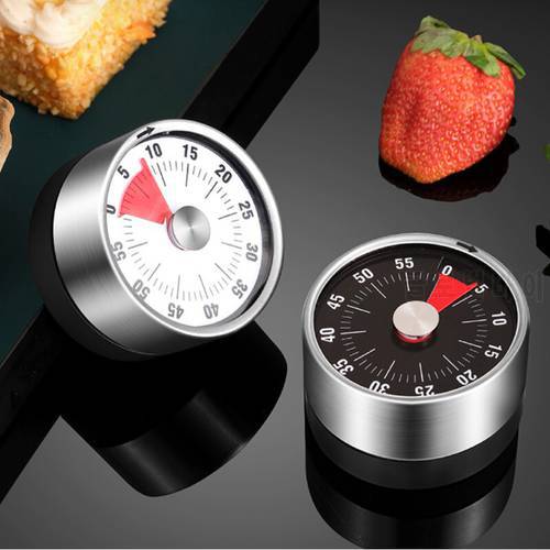 Stainless Steel Kitchen Mechanical Timer 60 Minute Alarm Clock Cooking Timer Magnetic Clock Timer Student Learning Time Reminder