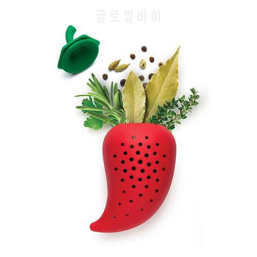 Creative Chili Shape Spice Filter Stew Soup Silicone Tea Herbal Infuser Filter Tool Seasoning Kit Kitchen Practical Gadgets