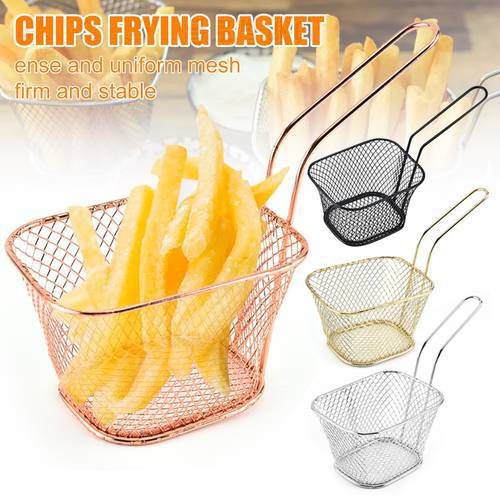 French Fries Basket Portable Stainless Steel Mini Frying Basket Strainer Fryer Kitchen Cooking Chef Basket Colander Tool