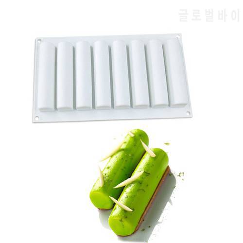8 Grid Cylindrical Shaped Silicone Cake Baking Mold For Making Sausage Chocolate Mousse Dessert Bakeware Decorating Tools