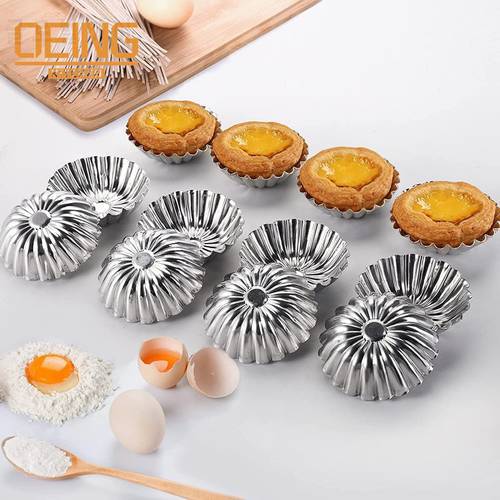 10 pcs Mini Carbon Steel Tart Molds Cupcake Cookie Pudding Pie Mould Non-stick Baking Tool Muffin Cups Baking Accessories Tools