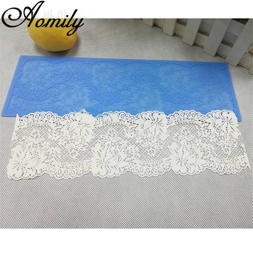 Aomily Flower Lace Mold Cake Border Decoration Accessories Fondant Chocolate Cake Decorating Tools Silicone Mat Baking Mould