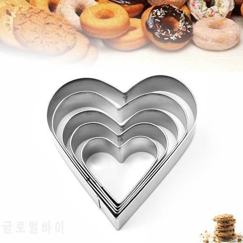 5Pcs/Set Heart Shape Cookie Cutter Mold New Year Decoration Cake Biscuit Baking Tools Christmas DIY Cookie Moulds Kitchen Tools