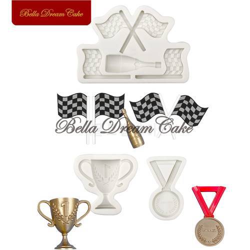 Mini Medals Trophy Flag Silicone Mold Fondant Chocolate Mould DIY Handmade Clay Molds Cake Decorating Tool Baking Accessories ​