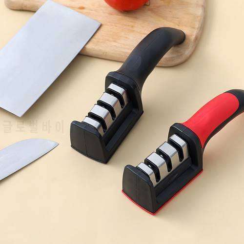 Handheld Knife Sharpener Multi-function 3 Stages Type Quick Sharpening Tool With Non-slip Base Kitchen Knives Accessories Gadget