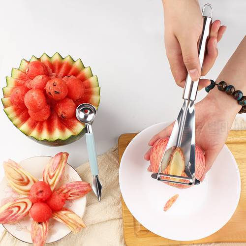 Stainless Steel Fruit Decoration Cutter Triangular Carving Knife Melon Dig Ball Spoon DIY Fruit Platter Cut Slicer Tool