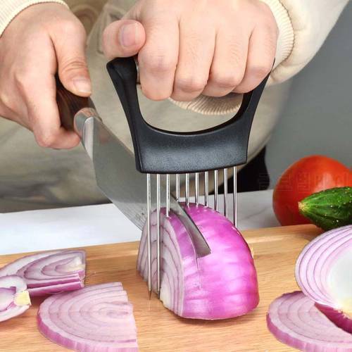 Onion Potato Fork Vegetables Fruit Slicer Tomato Cutter Cutting Safe Aid Holder Stainless Steel Onion Needle Kitchen Accessories