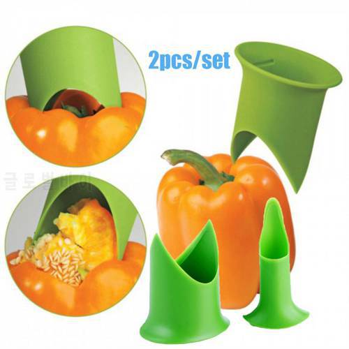 2Pcs/set Creative Pepper Corer Slicer Pepper Seeded Remover Device Tomato Coring Device Fruit Vegetable Cutter Kitchen Device