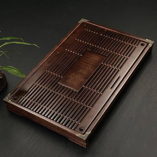 Chinese Solid Wooden Tea Tray Teaware Kung Fu Tea Set Carving Table Drawer Type Storage Drainage Tea Board Vintage Home Decor