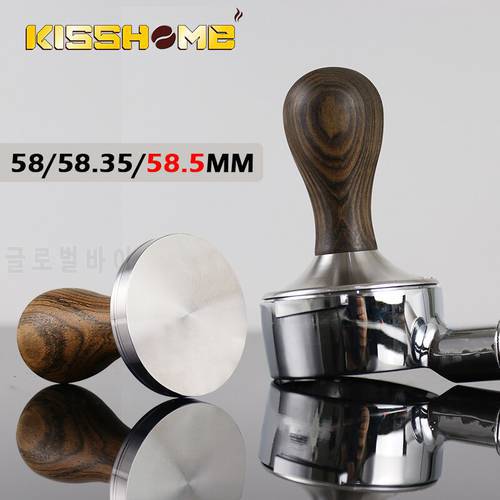 58mm/58.35mm/58.5mm Wooden Handle Coffee Tamper Espresso Powder Hammer Stainless Steel Coffee Tools Barista For 58mm Portafilter