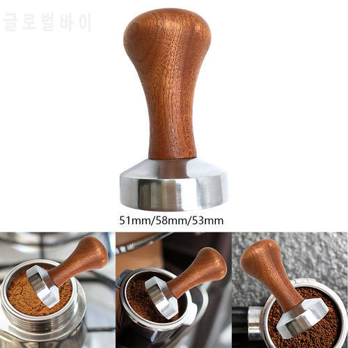 Food Grade 51/53/58mm Coffee Tamper Wooden Handle Barista Espresso maker Grinder Handmade High Quality Hot Sale