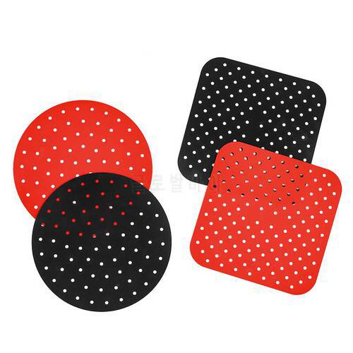 Air Fryer Pads Silicone Steamer Liners Paper Mold Air Fryer Parts Crisper Plate Airfryer Reused To Prevent Food Sticking Tool