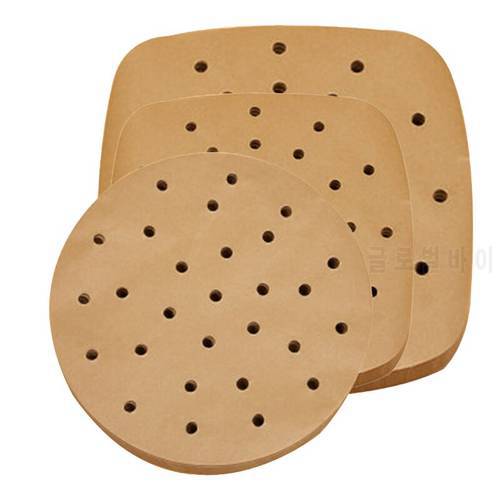 50/100Pcs Disposable Air Fryer Paper Liners Steamer Liners Square Wood Pulp Papers Non-Stick Steaming Basket Mat Baking Utensils
