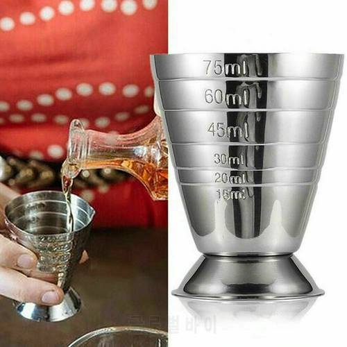 75ml Stainless Spirit Cocktails Measure Cup Jigger Alcohol Bartending Wine Tools Big Cup for Kitchen Home Measuring Cup