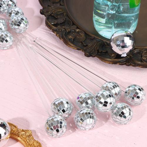 16 Pcs Disco Ball Drink Stirrers 1970s Disco Ball Mixing Sticks Cocktail Drink Stirring Sticks For Restaurant Bar Party Cafe