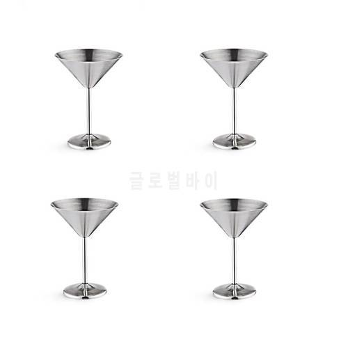 Stainless Steel Martini Glasses Set Of 4, 8 Oz Metal Cocktail Glasses, Unbreakable, Durable, Mirror Polished Finish