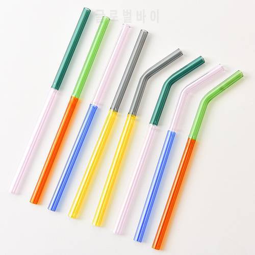 Reusable Glass Straws Multi-Color Glass Healthy Eco Friendly Drinking Straws for Cocktail Smoothie Milkshake Juice Coffee