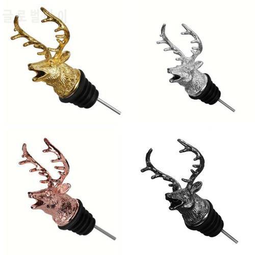 F63A Deer Head Wine Mouth Wine Guide Pour Wine Bottle Stopper Bartender Tool Wine Pourer for White Red Wines Whiskey Gift Wine