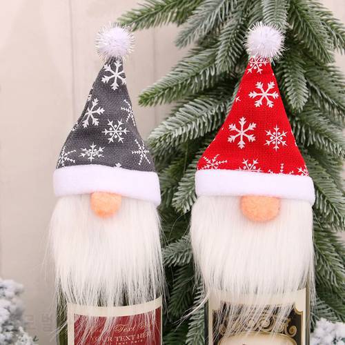 Christmas Red Wine Champagne Bottle Cover Bag Santa Xmas Party Dinner Table Decor Faceless Doll Christmas Decoration Accessories