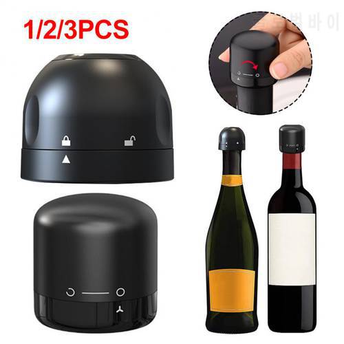 1/2/3pcs Vacuum Reusable Red Wine Corks Champagne Bottle Sealer Cap Stopper Set Leak-proof Fresh Keeper for Wine Plug Bar Tools