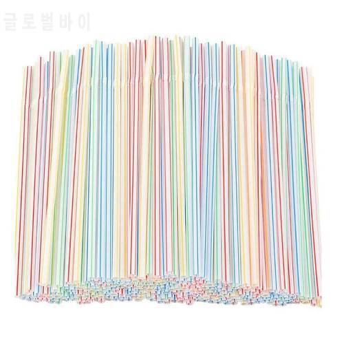 Plastic Drinking Straws 8 Inches Long Multi-Colored Striped Bedable Disposable Straws Party Multi Colored Rainbow Straw