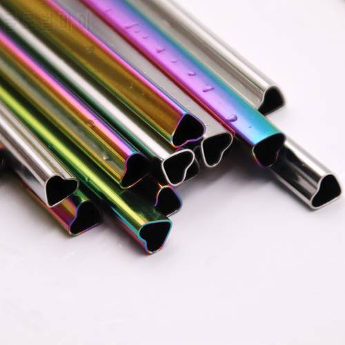 Reusable Metal Straw With Cleaning Brush Set Colorful Heart Shaped Straws 304 Stainless Steel Pearl Milkshake Straw Set Rietjes
