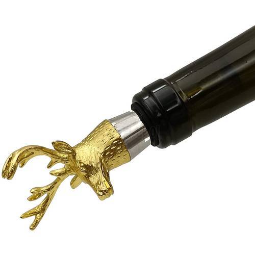 Deer Wine Bottle Stopper, Reusable Zinc-Alloy Storage wine Stoppers ，Beautiful Golden Decoration wine Gift for Home Decoration ,