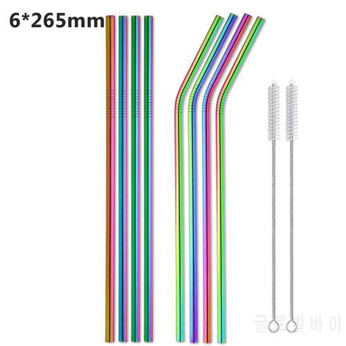 265mm Eco-friendly Metal Straws 304 Stainless Steel Straws Reusable Drinking Straws for 30 Oz Tumblers Yeti Cocktail Drinkware
