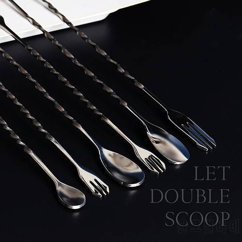 Stainless steel bar spoon long handle mixing spoon cocktail mixing stick milk tea commercial coffee bar spoon mixing stick