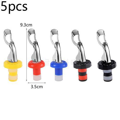 5pcs Stainless steel Wine Bottle Stoppers Hermetic Sealers Vacuum Sealed Plug Champagne Wine Saver Caps Barware Kitchen Tools