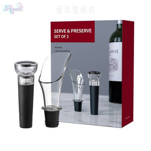 Red Wine Retain Freshness Bottle Stopper Pourer Set Preserver Sealer Plug Air Pump Stopper Sealer Plug Tools Wine Vacuum Stopper