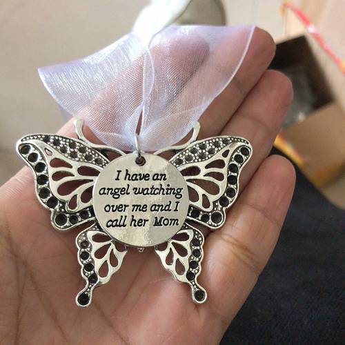 Hollow Alloy Carving Butterfly Memorial Family Xmas Tree Pendant Christmas Decorations For Home Gift For Mom Dad Grandpa Grandma