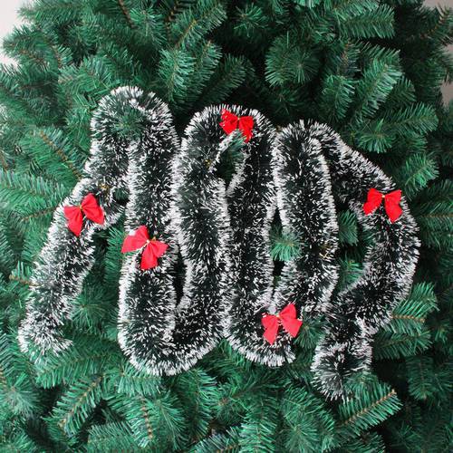 2M New Year Xmas Decor Ribbon Garland Christmas Tree Bow Ornament Green Cane Tinsel Party Supplies Bar Tops Wedding Decoration