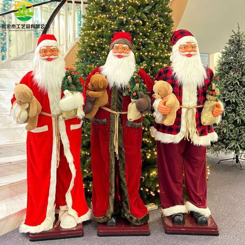 180CM Electro Voice control Santa Claus Home Christmas Decor with Lights and Doll Bear for Xmas New Year Merry Christmas