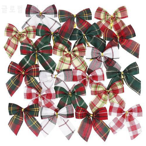 10/20pcs Christmas Tree Bow Bowknot Christmas Wreath Ornament Gift Wrapping Bow New Year Wedding Decoration DIY Hair Accessories