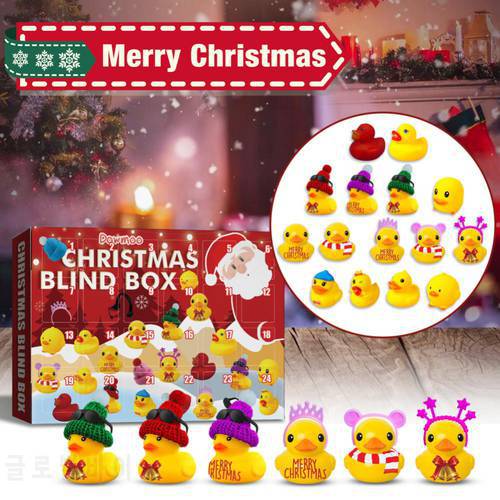 24pcs Rubber Ducks Advent Calendar Toy Christmas Advent Calendar Blind Box 24pcs Set Cute Rubber Duck Mochi Animal New Year Gift