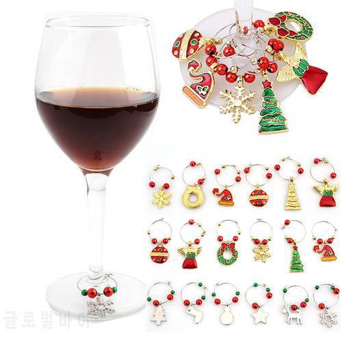 6 Pcs Wine Glass Charms Christmas Themed Wine Glass Markers Cute Drink Rings Tags for Christmas Party Favors