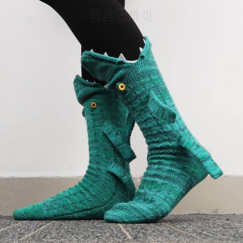 Christmas Knitted Crocodile Shark Chameleon Socks Knitted Animal Socks Merry Christmas Decor Happy New Year Home Party Accessory