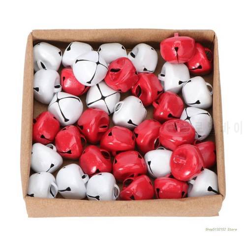 QX2E 36PCS Christmas Bells for DIY Wreath Christmas Tree Decor Red White Mixed Color