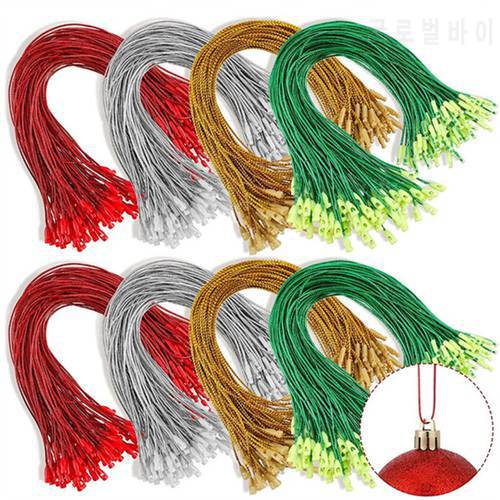 100Pcs Christmas Ornaments Hanger String Ribbon Ornament Hook Ropes Precut String With Snaps Locking For Xmas Ornament Hanging
