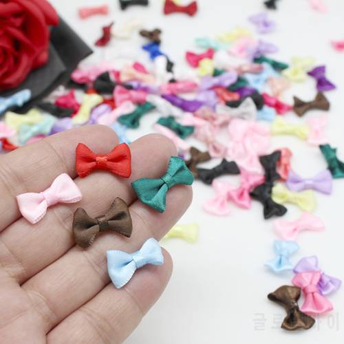 50/100pcs 10mm-20mm Small Satin Ribbon Bows Flower Appliques sew Craft bow Wedding Party Sewing DIY Decorations