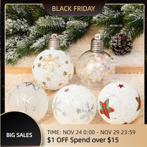Christmas Ball LED Lights Xmas Tree Hanging Pendant Ornaments Luminous Bulb Pendant Home Decoration Lamp New Year