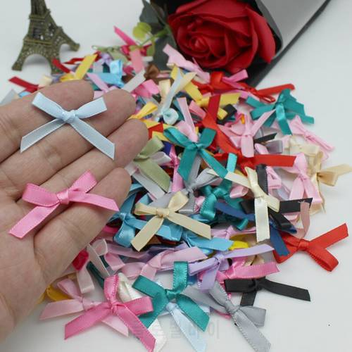 100pcs or 200PCS 20mm-30mm Small Size Satin Ribbon Bow Flower DIY CraftsEmbellishment Crafts Accessory Decoration Supplies