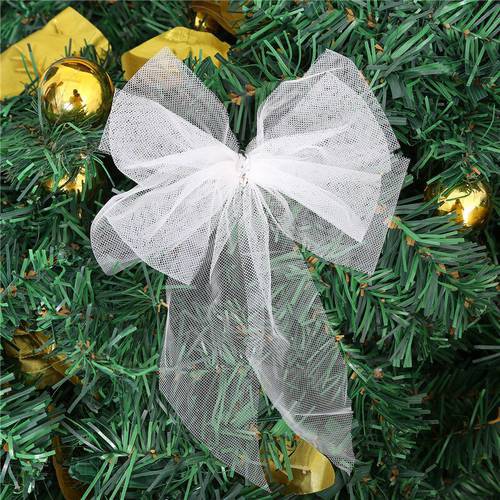 6PCS Butterfly bow Hanging deco for Christmas decoration home White bowknot Xmas tree ornaments new year